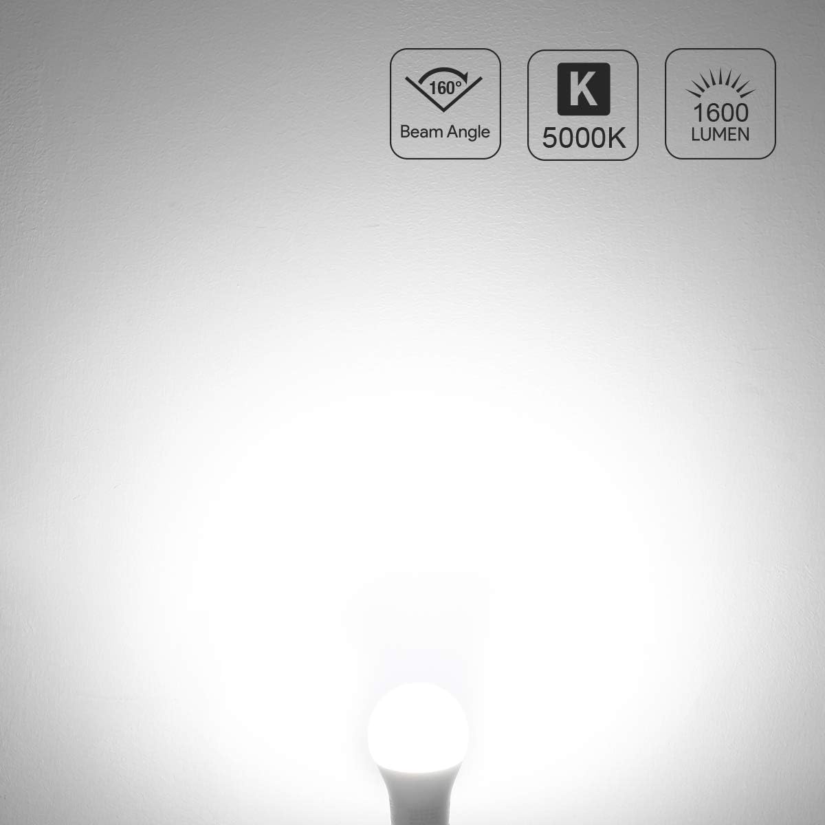 Lepro LED A19 light bulb, 15W non-dimmable daylight white bulb with 1500 lumens, 6-pack, E26 base, 100W equivalent.