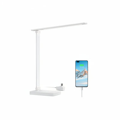 Lepro Desk Lamp LED with USB Charging Port, Dimmable Table Lamp Eye Caring Home Office Reading Touch Control, 3 Color Modes, 5 Brightness Level, College Dorm Room Essentials, Sewing, Crafting, White