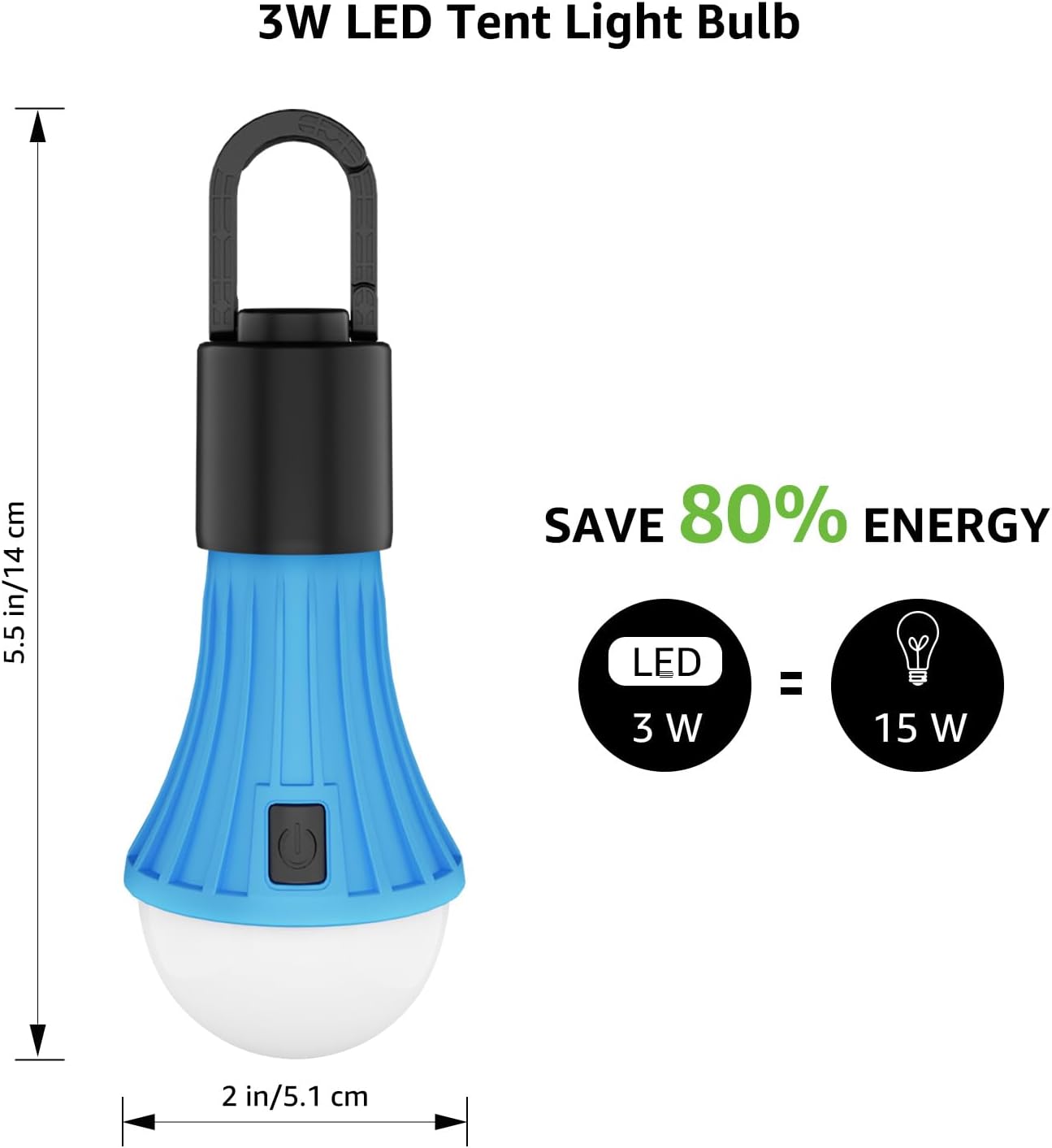 Lepro RGB Camping Light Bulbs, 7 Light Modes Rechargeable LED Camping Lanterns, Waterproof Hanging Tent Lights with Clip Hook for Camping, Fishing, Emergency, Decorations, USB Cable Included, 2 Packs