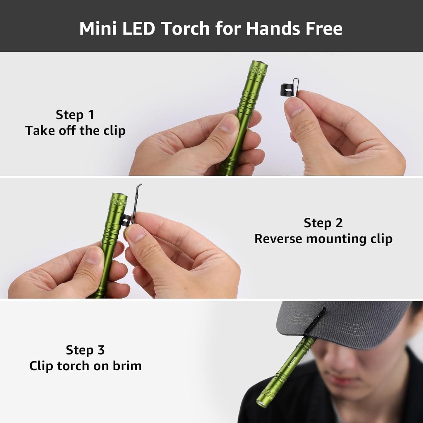 Lepro Pen LED Flashlight, Compact and Ultra Bright XPE LED Tactical Penlight Flashlight, Waterproof Pocket Flash Light, EDC Flashlight with AAA Battery Powered and Clip, 2 Packs Green