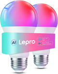 Lepro B2 AI Smart Light Bulbs, 1100LM WiFi & Bluetooth RGBWW Color Changing Light Bulb, Works with Alexa & Google Assistant, AI Voice Control, Music Sync, Via Lepro App, A19 75W Smart Bulbs, 2 Pack