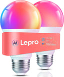 Lepro B1 AI smart bulbs, RGBWW color-changing LED lights with dimmable, music sync, WiFi, Bluetooth, compatible with Alexa and Google Assistant
