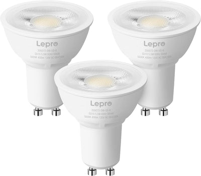 Lepro GU10 LED Bulbs, Dimmable GU10 Light Bulb, 5000K Daylight White Bulbs, 5.5W PAR16 LED Spotlight Bulb, 50W Halogen Equivalent Track Lighting Bulb for Kitchen, Range Hood, Bedroom, 3 Packs