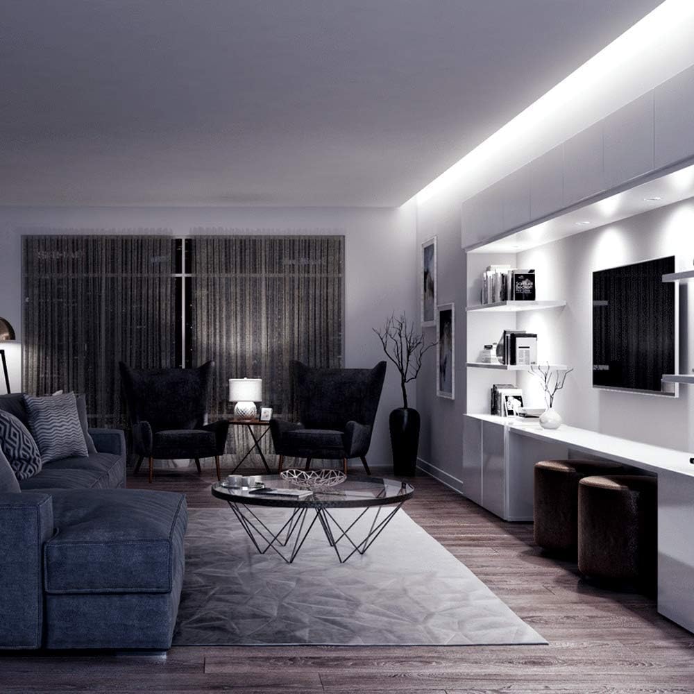 Lepro daylight white LED light strip, 32.8ft with 600 LEDs, flexible 12V DC LED strip for home, kitchen, or party decor.
