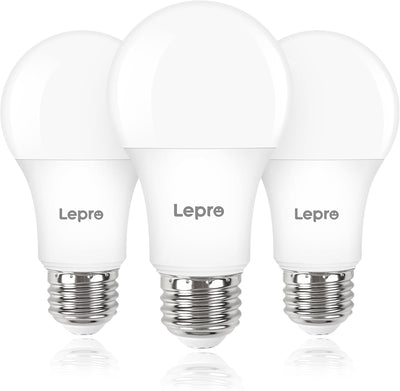 Lepro Dimmable LED Light Bulbs, LED Bulb 60W Equivalent, 2700K Warm White, 9.5W 800LM A19 E26 Standard Medium Base, UL FCC Listed, 15000 Hour Lifetime, 3 Packs