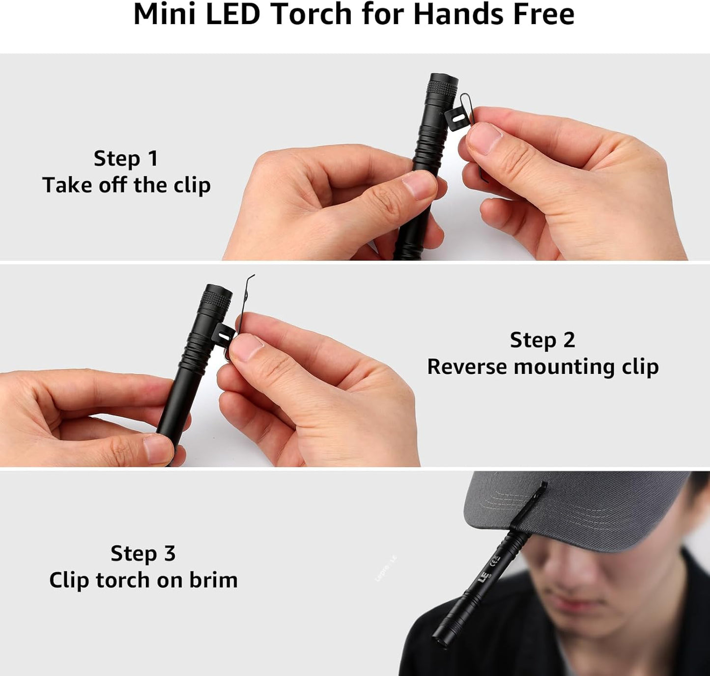 Lepro LE LED pen flashlight, compact waterproof tactical light with clip, bright XPE LED, powered by AAA batteries, 2-pack outdoor lighting