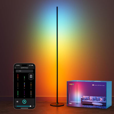 Lepro OE1 AI Floor Lamps, Smart Corner Floor Lamp Alexa Google Compatible, Color Changing Led Standing Lamp, Music Sync, DIY Modes, 1000LM, Modern Stand Light for Living Room, Bedroom, 2.4G WiFi Only