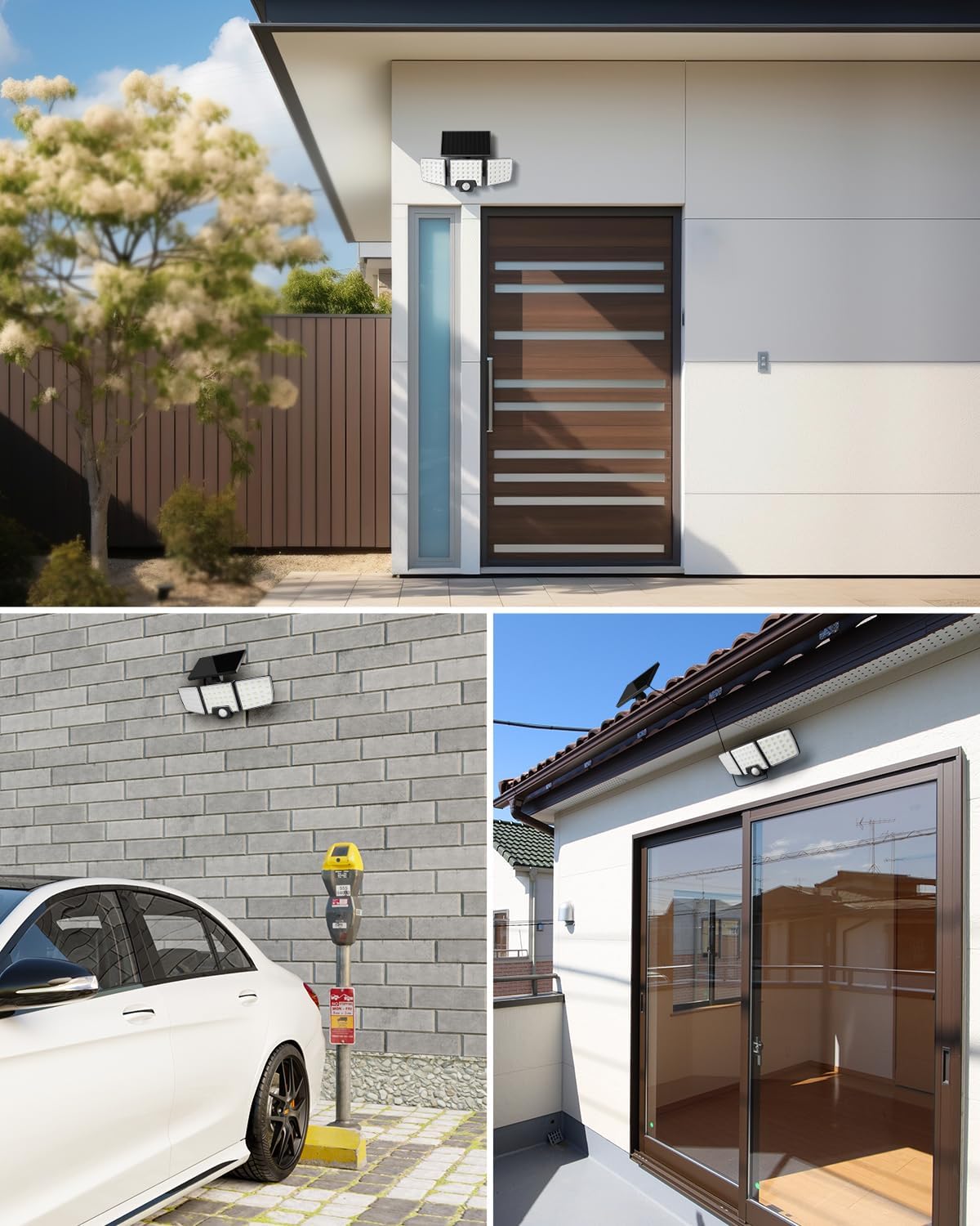 Lepro Solar Motion Sensor Light Outdoor, 1000LM 6500K Bright Solar Lights Outdoor, Separate Solar Panel, 2 Modes, Remote Control, IP65 Waterproof, Motion Light Outdoor for Garden, Yard, Garage 2 Pack
