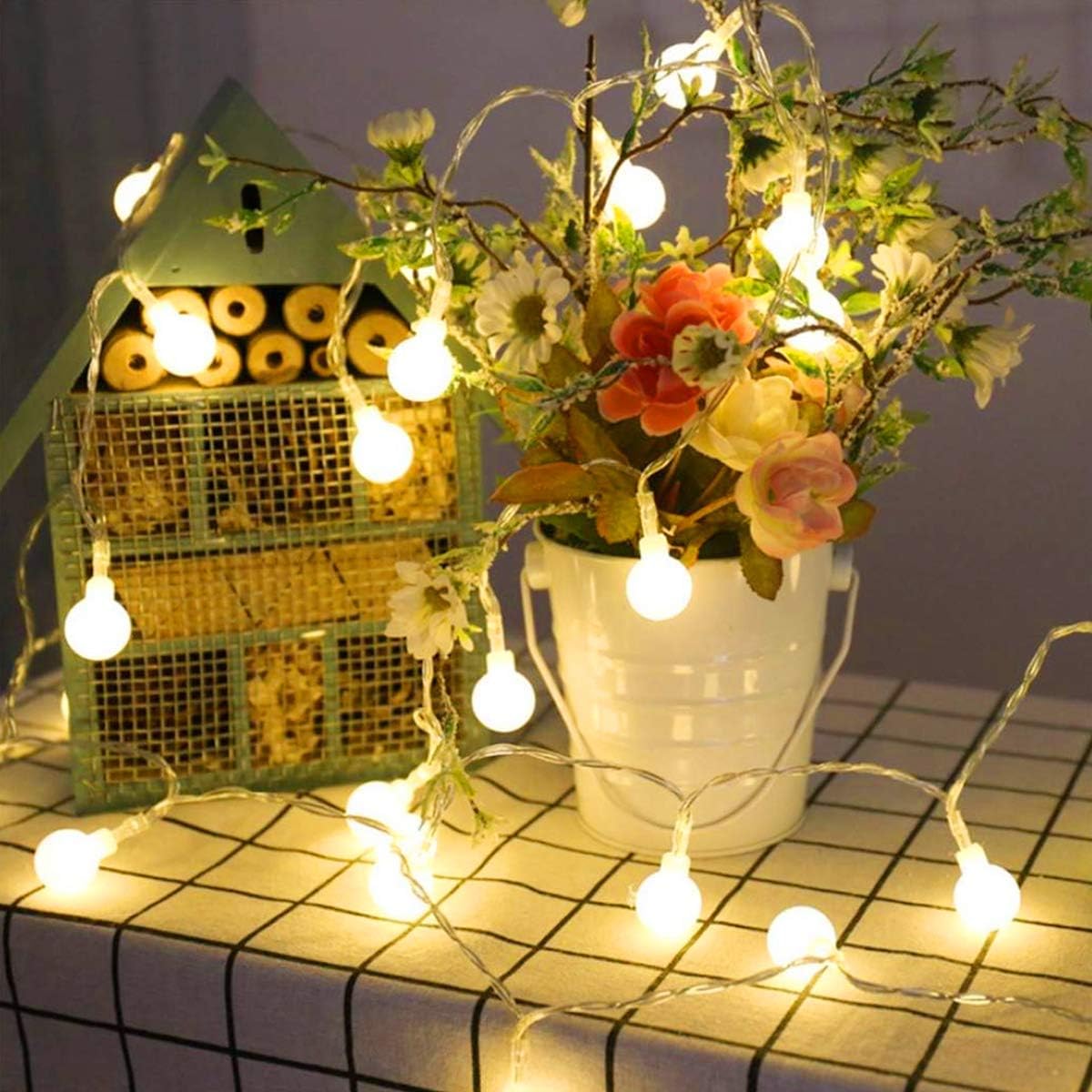 LE Globe String Light, 16.4ft 50 LEDs Fairy String Lights Battery Powered with Remote, Decortive Ball String Lights for Bedroom Garden Patio Party Wedding Christmas Tree D¨¦cor
