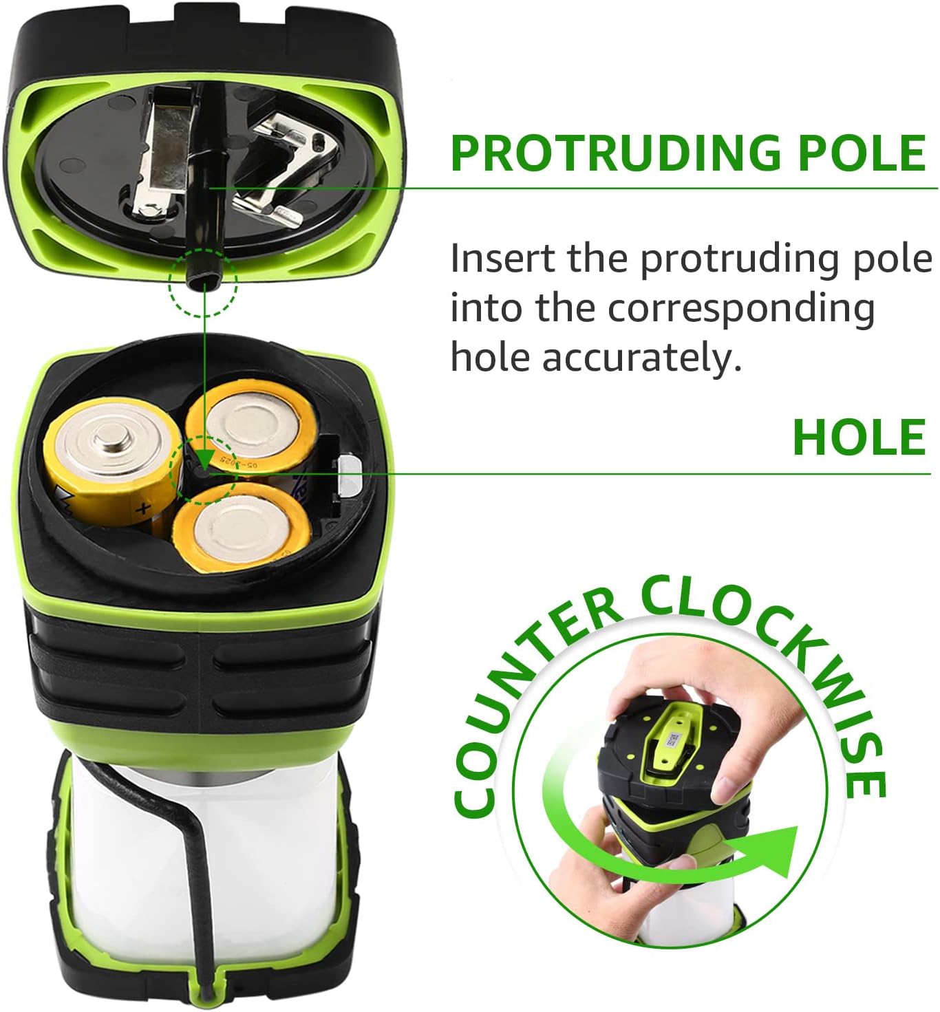 Lighting EVER Outdoor LED Camping Lantern, 1000LM, Dimmable, Battery Powered, Water Resistant Camping Light, Portable Camping Lamp for Hiking, Fishing, Emergency, Power Outage, 2 Pack