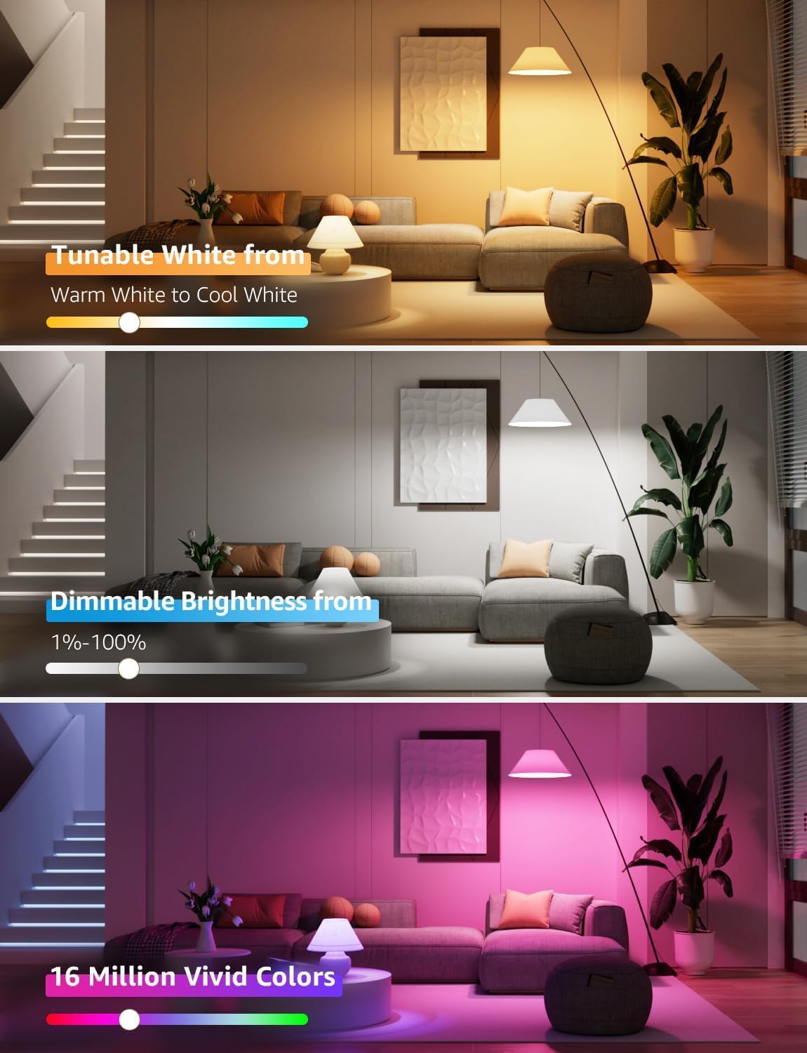 Lepro B1 AI Smart Bulbs, Colour Changing Light Bulb, Work with Alexa and Google Assistant, WiFi & Bluetooth LED Light Bulbs, RGBWW Dimmable, Music Sync, Via Lepro App, LLM, A19 E26 800 Lumen, 2 Packs