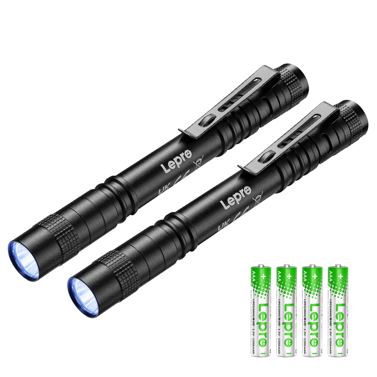 Lepro UV Light, LED UV Flashlight Pen UV Flashlight 365nm, LED Ultraviolet Flashlight Detector for Pet Urine, Cat Dog Stains, Bed Bug,Portable Blacklight Flashlight UV Pen Light,2 Pack