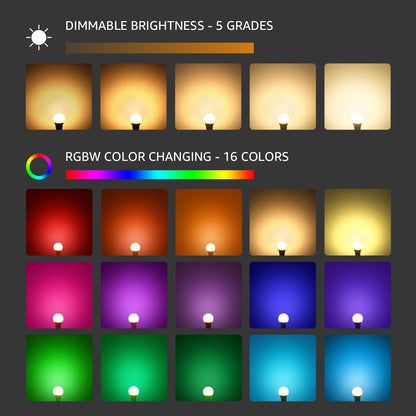 Lepro RGB LED Light Bulb, A19 E26 9W RGBW Color Changing Light Bulbs with Remote Control 60W Equivalent, Memory Function Dimmable LED Bulb for Home Decor, Stage, Party, 4 Packs