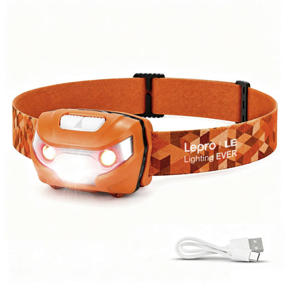 LE Rechargeable LED Headlamp, Dimmable Flashlight Headlamp with 5 Light Modes and Adjustable Headband, USB Cable Included, Rechargeable Headlights for Camping Hunting Climbing Running Outdoor
