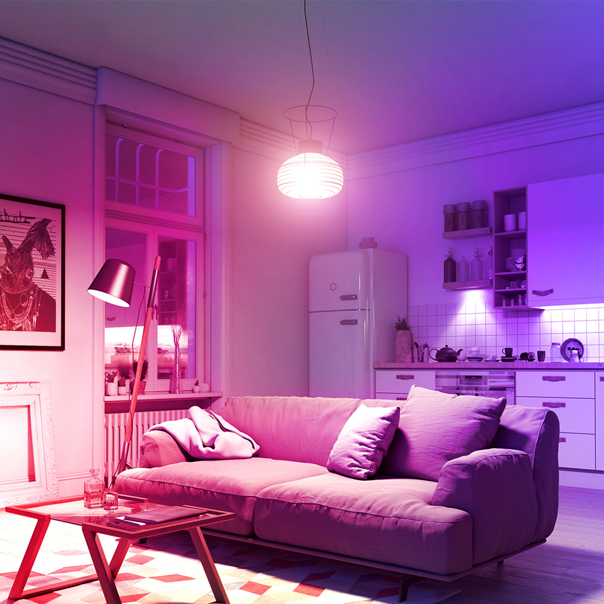 Lepro RGB LED Light Bulb, A19 E26 9W RGBW Color Changing Light Bulbs with Remote Control 60W Equivalent, Memory Function Dimmable LED Bulb for Home Decor, Stage, Party, 4 Packs