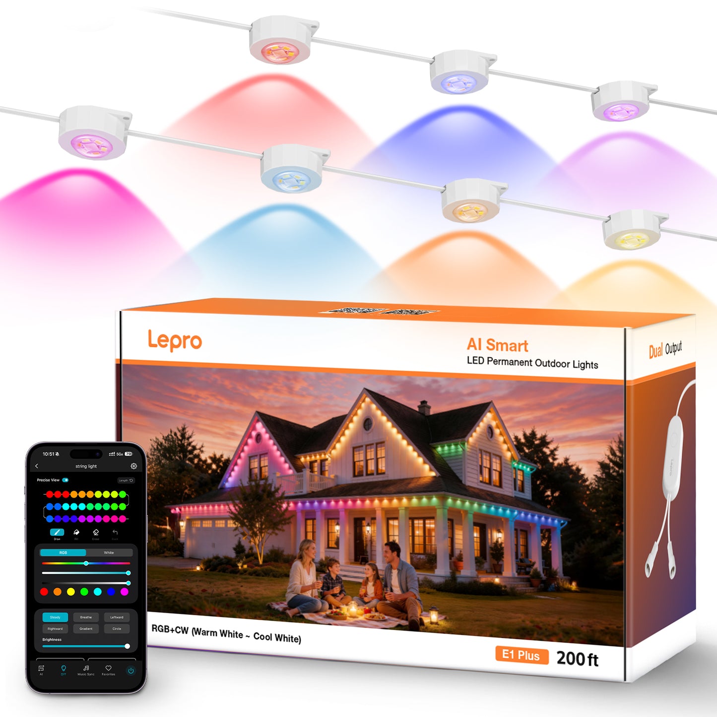 Lepro CA E1 PLUS smart energy meter displaying digital screen and connection ports for home energy monitoring.