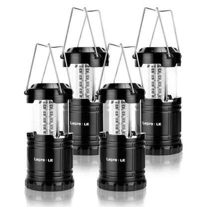 Lepro LED camping lantern with bright light, battery powered, water-resistant, portable outdoor emergency light for storms and outages.