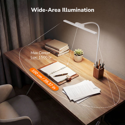 Lepro LED Desk Lamp with Clamp, 11W 750LM Eye-Caring Architect Task Light, Anti-Glare & 25 Modes, Flexible Metal Gooseneck for Home Office, Monitor, Drafting, Reading