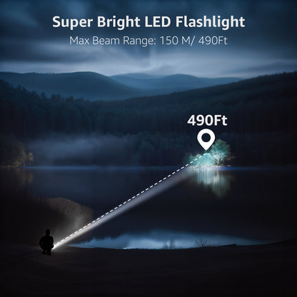 Lepro LED Flashlight Rechargeable, Flash Light Led flashlights high lumens Handheld Flashlights with TypeC Cable, Waterproof Super Bright Flashlight Tactical,Zoomable,5 Modes,Waterproof Lampe de poche