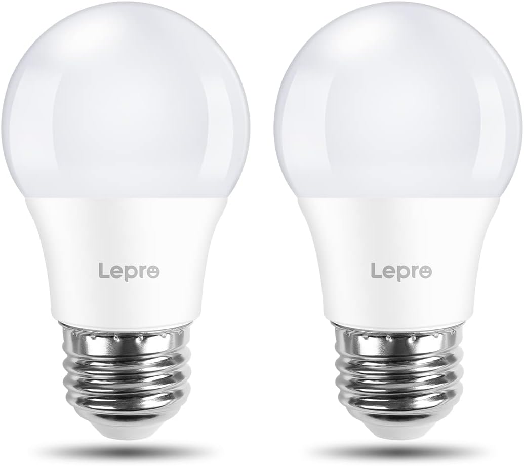 Lepro Refrigerator Light Bulb, A15 E26 Fridge Light Bulb 40W Equivalent, 5W 450lm Non-dimmable moistureproof Freezer Light Bulb, Daylight White, 2 Packs