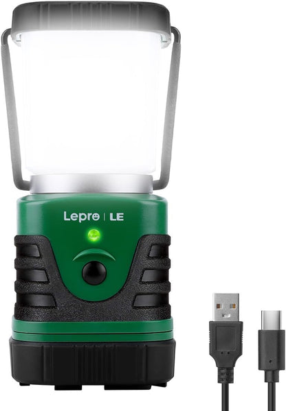 Lepro 1000lm LED Camping Lantern, 4 Light Modes, 4400mAh Power Bank, IP44 Waterproof, Lantern Flashlight for Home, Garden, Hiking, Camping, Emergencies, Hurricanes, Outages, USB Cable Included