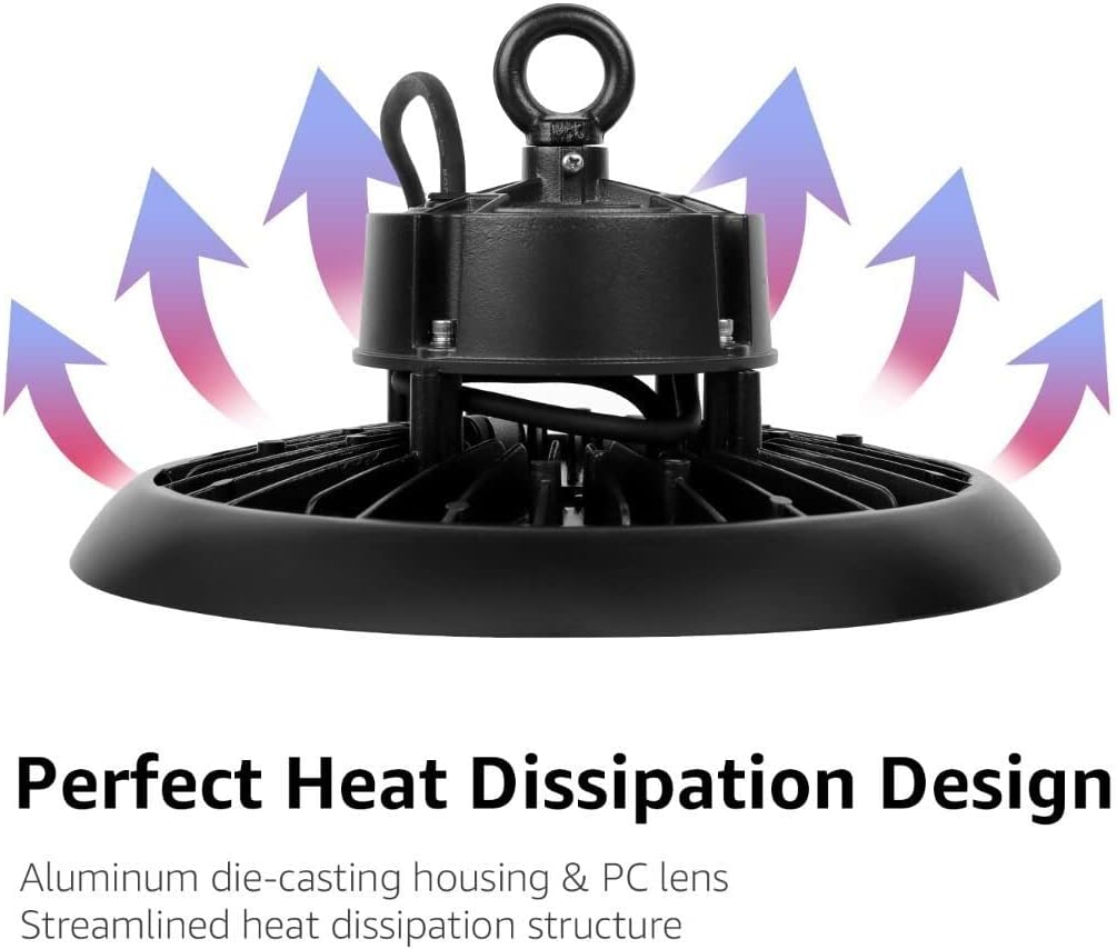 100W UFO Lepro High Bay Light, 14500LM Neutral White 5000K Dimmable for Warehouse, Workshop,Factory & Garage, 250W Metal Halide Equivalent, DLC/UL Listed