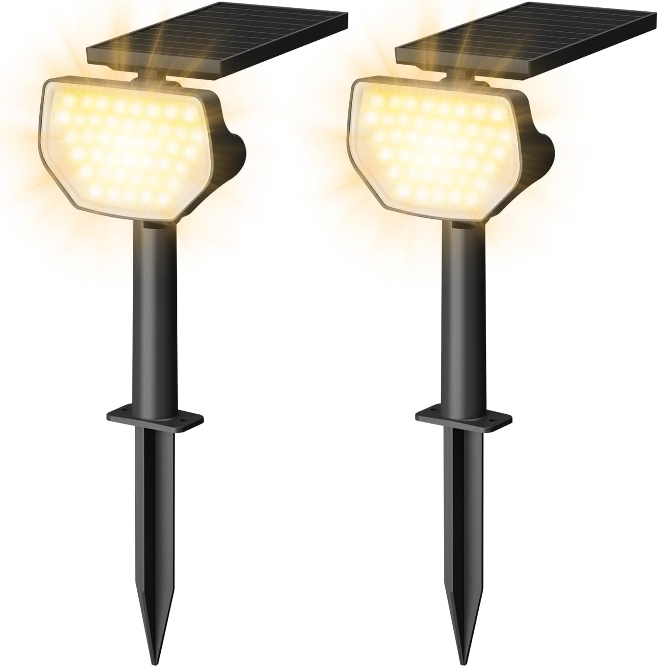 Lepro Solar Spotlights Outdoor 2-Pack, 43 LEDs Outdoor Solar Lights 3000K Warm White, IP65 Waterproof, Dusk-to-Dawn, Auto On/Off Solar Garden Lights, for Outside Yard Porch Pathway Driveway