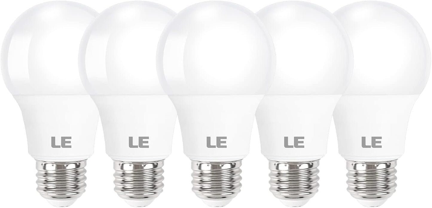 LE LED Light Bulbs, 60W Equivalent 2700K Soft Warm White, Non-Dimmable, A19 E26 Standard Medium Base, UL Listed, 8.5 Watt, Pack of 5
