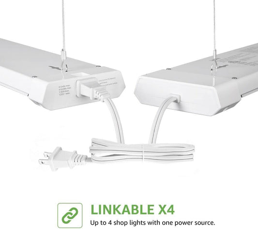 Lepro 4ft 42W LED shop lights, 4200lm, neutral white, industrial lighting for garage, basement, workshop with pull chain.