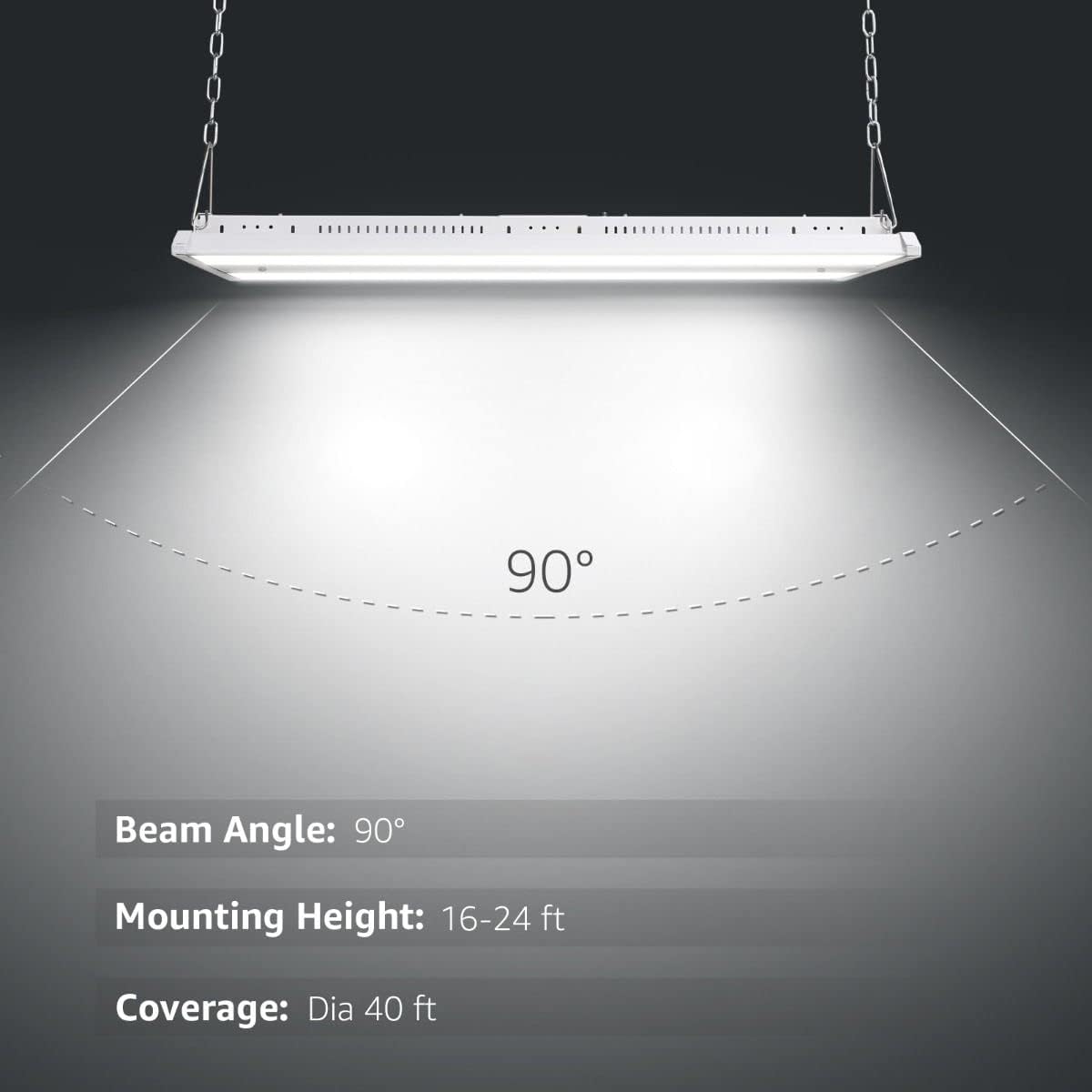 Lepro 165W 2ft dimmable linear LED high bay light with 23,100 lumens, 5000K, ideal for warehouses and industrial spaces