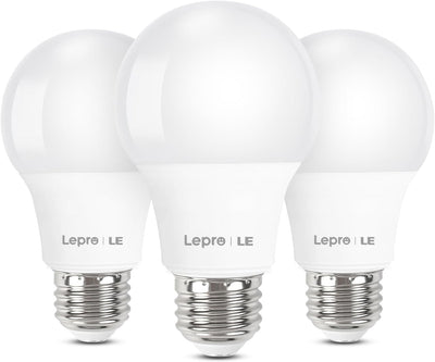 Lepro LED Light Bulbs 60 Watt Equivalent, 9W 800 Lumens Non-Dimmable, Warm White 2700K, A19 E26 Standard Medium Base, 10000 Hour Lifetime 3 Packs