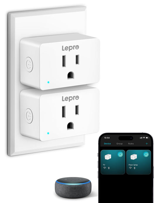 Lepro Smart Plug Mini 15A, Smart Home Wi-Fi Outlet Works with Alexa & Google Home, Schedule & Timer, Group Control, 2.4GHz WiFi Only, No Hub Required, ETL & FCC Certified, 4 Packs