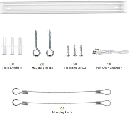 6 Pack Linkable 4200lm LED Shop Light, 4ft 42W Ceiling Lights, 4000K Netural White For Garage, Basement, Workshop, Suspension Mount, With Pull Chain, Energy Star Rebates Available