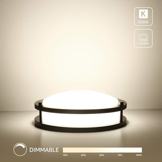 Lepro 16W brushed nickel flush mount ceiling light, round 10.5-inch dimmable fixture with daylight white LED for indoor spaces.
