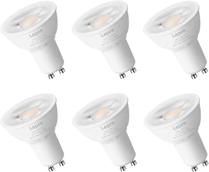 Lepro GU10 LED Bulbs, 5.5W Dimmable LED GU10 Bulb 50W Halogen Bulbs Equivalent, 400lm PAR16 LED Spotlight Bulb, 3000K Warm White, 6 Packs