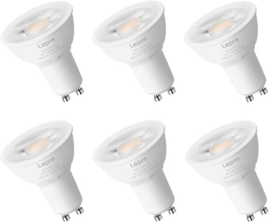 Lepro GU10 LED Bulbs, 5.5W Dimmable LED GU10 Bulb 50W Halogen Bulbs Equivalent, 400lm PAR16 LED Spotlight Bulb, 3000K Warm White, 6 Packs