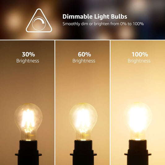 Lepro LED filament A19 vintage light bulb in warm white 2700K, E26 base, dimmable, 60W equivalent, 5-pack for indoor lighting