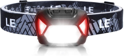 Lepro Headlamp Battery Powered, 1300 Lux Ultra Bright LED Headlights with White Red Light, Head Lamp Flashlight 6 Modes Lightweight Waterproof for Camping Running Cycling Emergency