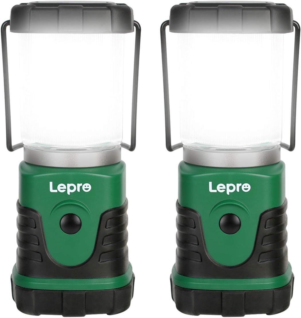 Lepro Portable LED Camping Lantern, 350LM Bright Camping Light with 4 Lighting Modes Battery Powered Camping Lamp for Outdoor, Car Camping, Tent, Power Outage, Emergency