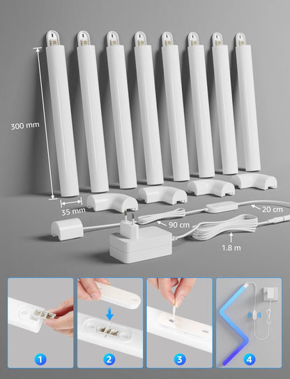 Lepro WL1 AI Glide Smart Wall Light, LLM RGBIC Glide Led Wall Lights, Work with Alexa/Google Assistant, Music Sync TV LED Backlight, Multi Segmented DIY, 8 Pcs+4 Corners Smart LED Lights for Gaming