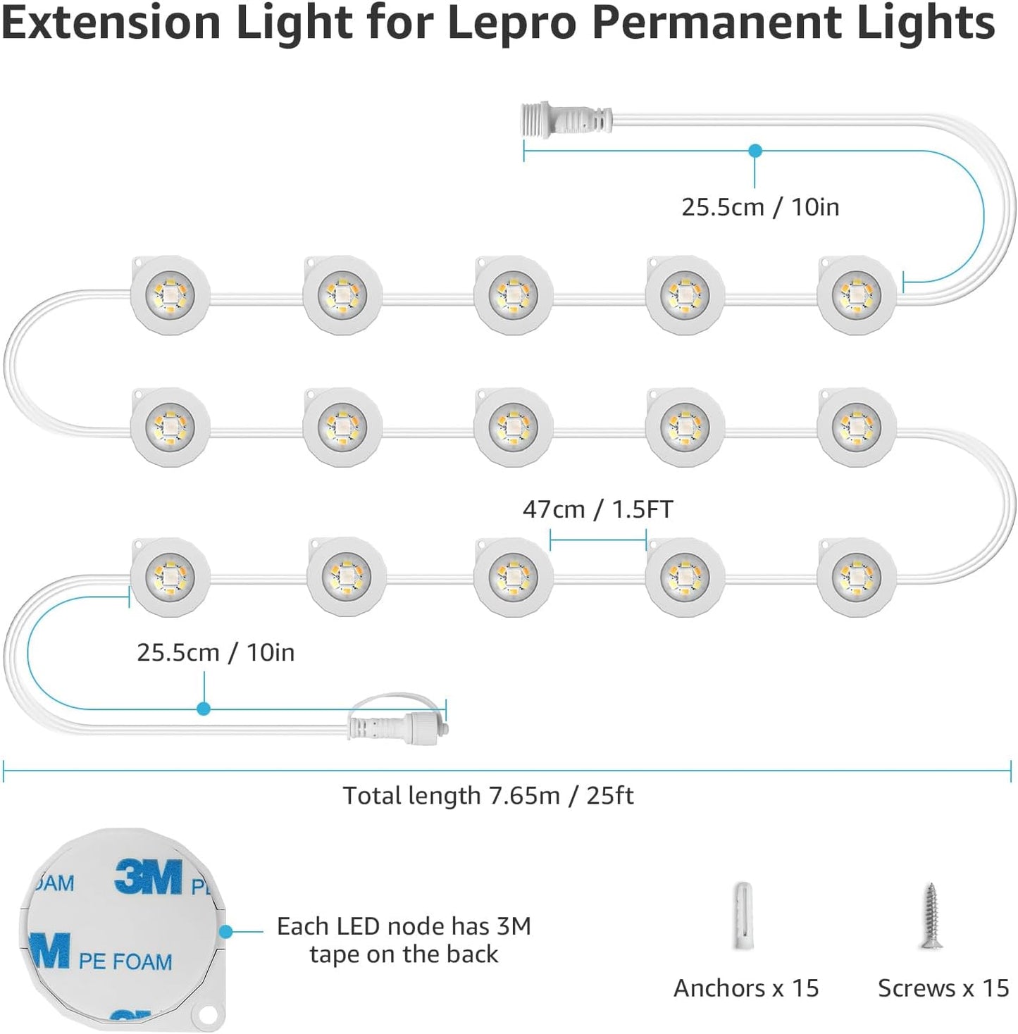 Permanent Lights Accessories Only ¨C 25 ft Permanent Outdoor Lights Single Strand Without Adapter and in-line Controller