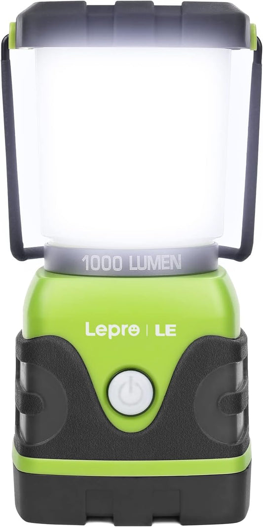 Lepro Outdoor LED Camping Lantern, 1000LM, Battery Powered, Dimmable Camping Lights, Waterproof Emergency Lights for Power Outages, Portable Tent Light Camping Lamp for Hiking, Fishing, Green