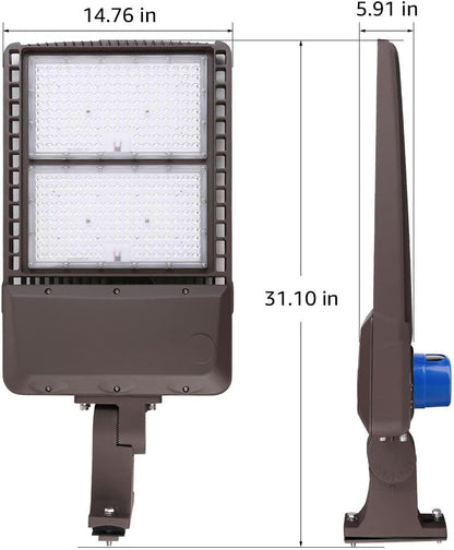 39,000 Lumens 300W LED Street Light with Photocell for Parking Lots, Driveways, Streets. Dusk to Dawn Type III LED Parking Lot Light, 1000W MH Equivalent. DLC/UL Listed