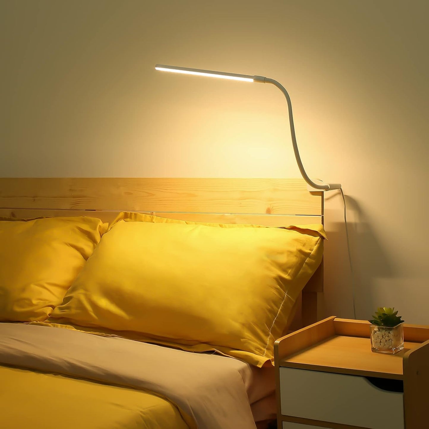 Lepro Desk Lamp with Clamp Clip on Light, Dimmable USB LED Reading light with 3 Color Modes 10 Brightness, Eye-Caring Flexible Gooseneck Table Lamp for Bed Headboard, Workbench, Home Office, Computer, White