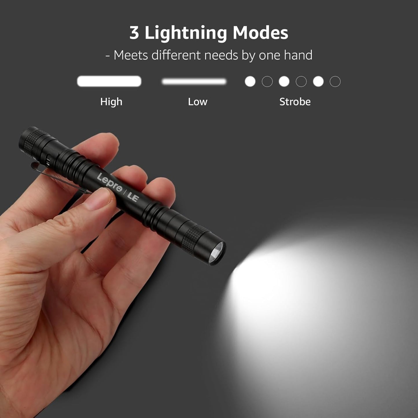 LE LED Pen Flashlight, Compact and Ultra Bright XPE LED Tactical Penlight Flashlight, Waterproof AAA Battery Powered Pocket Flashlight with Clip, 2 Packs