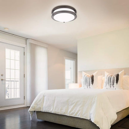 LE Flush Mount Ceiling Light, 16W 10.5 Inch Dimmable Flush Mount Brushed Nickel Light Fixture, 1200lm 80W Incandescent Bulb Replacement Round Flushmount Light for Kitchen, Hallways, Living Room and Bedroom, Daylight White (Black)