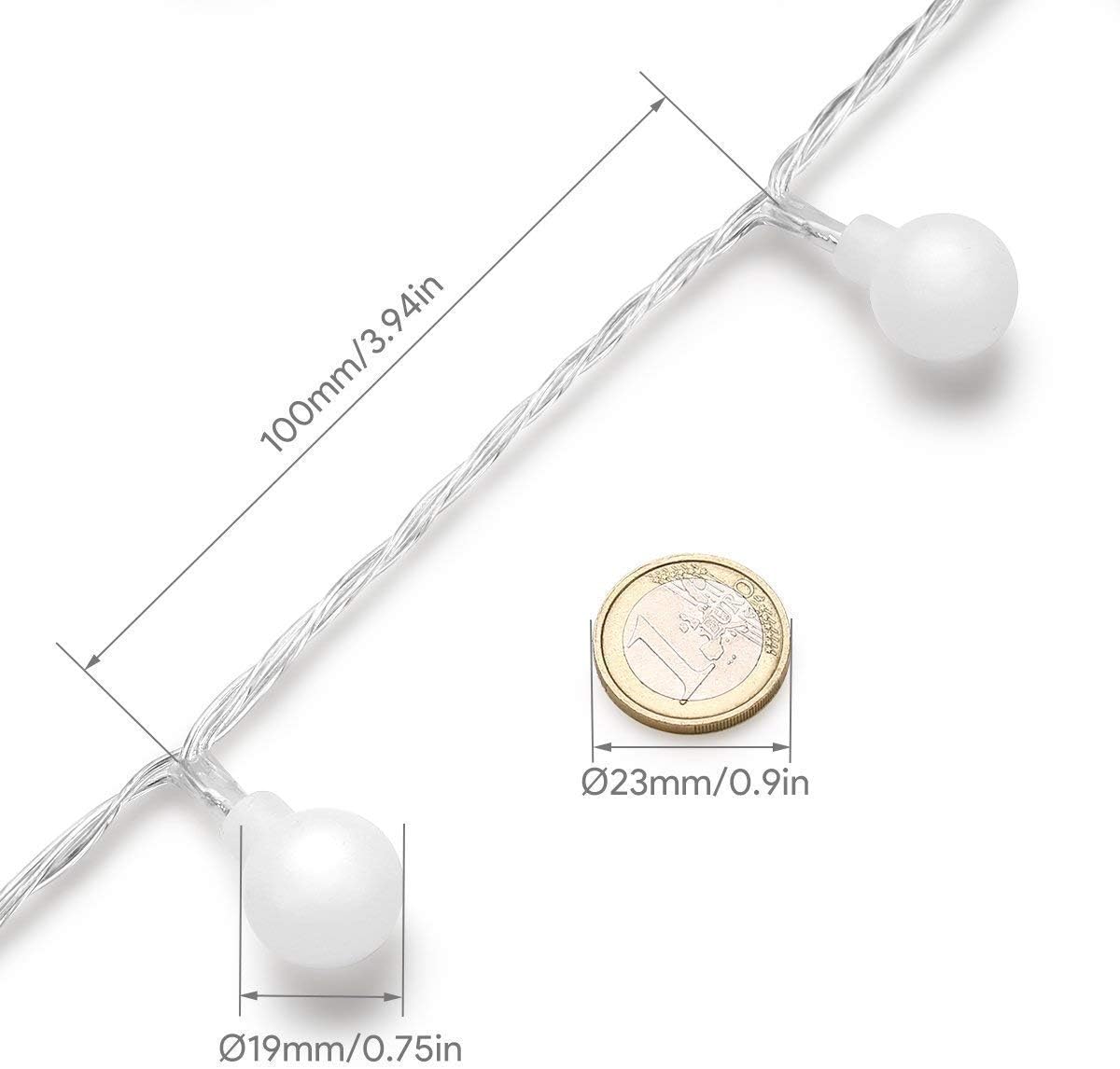 LE Globe String Light, 16.4ft 50 LEDs Fairy String Lights Battery Powered with Remote, Decortive Ball String Lights for Bedroom Garden Patio Party Wedding Christmas Tree D¨¦cor