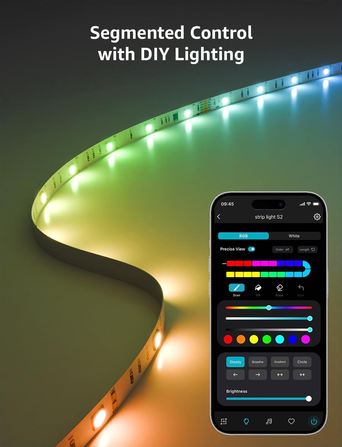 Lepro LED Strip Lights Kit, 50ft Ultra-Long RGB LED Light Strips, Dimmable Color Changing Light Strip with Remote Control, 450 Leds 12V Led Tape Light for Kitchen, Bedroom and More, Non-Waterproof (24.6ft*2)