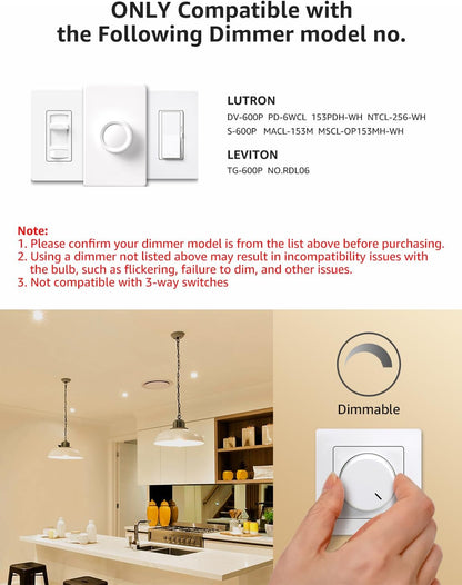 Lepro Dimmable LED Light Bulbs, 100 Watt Equivalent, 14W 1500 Lumens Soft Warm White 2700K LED Bulbs, A19 E26 Standard Base Light Bulb, UL FCC Listed, 15000 Hour Lifetime, 6 Packs