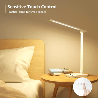 Lepro LED Desk Lamp, Adjustable Eye-Caring Desk Light, 3 Color Modes with 5 Brightness Levels Table Lamp, Touch Control with Memory Function, 9W Dimmable Office Lamp for Office, Home, Reading, Studying, Working, White